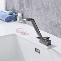 Grifo de Lavabo de Latón de Primera Calidad para Hotel, Núcleo de Válvula de Cerámica, Moderno, Cromado, Montado en Cubierta, Monomando, para Baño Comercial