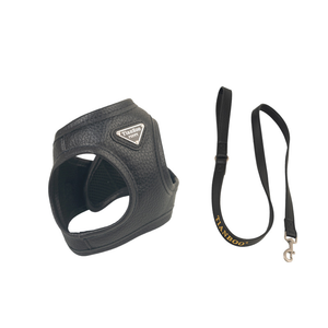 Premium PU Leather Dog Cat Pet Harness Kit Breathable Mesh with Stylish Breakaway Feature and Leash Low MOQ - Product Image 1