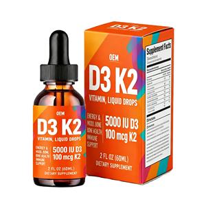 OEM ODM <span class=keywords><strong>Vitamina</strong></span> D3 K2 5,000 UI en Gotas Líquidas (5,000 UI <span class=keywords><strong>de</strong></span> D3 y 100mcg K2 MK-7) Gotas Líquidas <span class=keywords><strong>de</strong></span> <span class=keywords><strong>Vitamina</strong></span> <span class=keywords><strong>D</strong></span> <span class=keywords><strong>de</strong></span> Máxima Absorción, 60 Porciones - Product Image 1