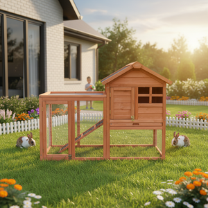 <span class=keywords><strong>Cage</strong></span> à lapins en bois, <span class=keywords><strong>cage</strong></span> pour cochon d'Inde, maison pour lapins en bois avec toit imperméable - Product Image 1