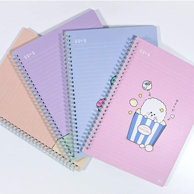 Cute Korean Aesthetic Illustrated Dog Bichon Frise Dessert Composition Planning Studying Spring Notebook