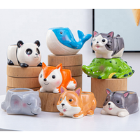Jardinière en céramique pour plantes succulentes, motif animaux de dessin animé mignons, mini-pots de fleurs pour décoration intérieure, idéale pour la maison et le jardin.