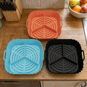 Rivestimenti Quadrati in Silicone per <span class=keywords><strong>Friggitrice</strong></span> <span class=keywords><strong>ad</strong></span> <span class=keywords><strong>Aria</strong></span> con Divisorio Rotondo per 3 Gusti, Cestello in Silicone Riutilizzabile, <span class=keywords><strong>Accessori</strong></span> per <span class=keywords><strong>Friggitrice</strong></span> <span class=keywords><strong>ad</strong></span> <span class=keywords><strong>Aria</strong></span> - Product Image 2