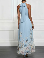 Robe longue élégante bleu clair Joydressing à col halter avec imprimé floral en mousseline pour soirées et fêtes – Vente en gros, fournisseur personnalisé