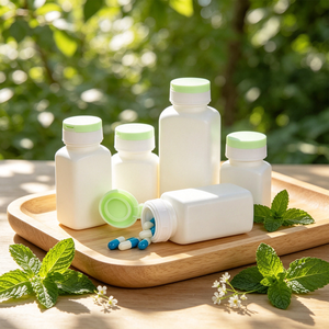 Envase Cuadrado de HDPE Blanco para Pastillas, Cápsulas, con Tapa de Rosca, para Almacenamiento de Vitaminas - Product Image 1