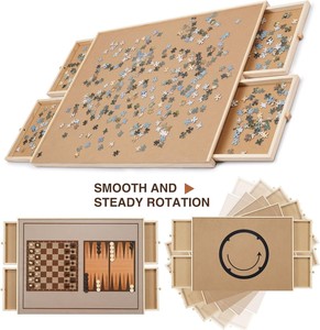 Wooden <strong>Puzzle</strong> <strong>Table</strong> with Legs and Protective Cover 1500 Piece Wooden Jigsaw <strong>Folding</strong> <strong>Puzzle</strong> Board - Product Image 2