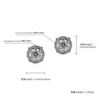 Boucles d'oreilles clous rondes dorées et argentées avec zircons cubiques en grappe et fermoir à vis pour hommes et femmes, bijoux hip-hop streetwear, cadeau