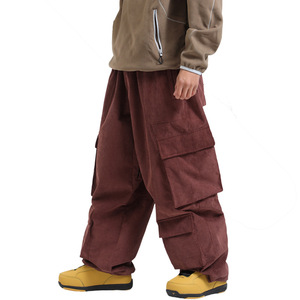 Pantalones de esquí de invierno nuevos para <span class=keywords><strong>mujer</strong></span> y hombre, overoles multibolsillos, cortavientos, impermeables, transpirables, cálidos, de snowboard, de pana suelta - Product Image 6