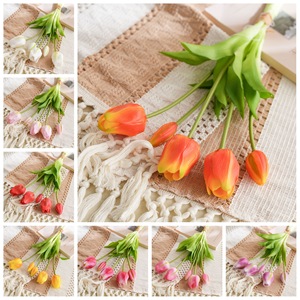 ดอกทิวลิปประดิษฐ์ CallaFloral ทำจากซิลิโคนเนื้อนุ่ม ช่อดอกไม้ 5 หัว สำหรับตกแต่งบ้าน งานแต่งงาน สีชมพู ขาว แดง เหลือง ส้ม - Product Image 3