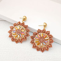 Pendientes Largos Hechos a Mano con Cuentas en Forma de Flores Bohemias con Acero Inoxidable Chapado en Oro de 18K - Joyería de Fiesta para Mujer