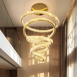 Lampadari di Lusso <span class=keywords><strong>a</strong></span> Sospensione per Sala da Pranzo con Anelli LED <span class=keywords><strong>a</strong></span> Risparmio Energetico, Lampade <span class=keywords><strong>a</strong></span> Sospensione Circolari in Cristallo Moderne per Hotel - Product Image 4