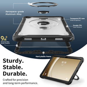 Étuis pour <span class=keywords><strong>tablette</strong></span> avec béquille rotative à 360 degrés transparents pour Samsung Galaxy Tab A11 Plus 11'' 2025, <span class=keywords><strong>verre</strong></span> trempé, supports en alliage d'aluminium - Product Image 3