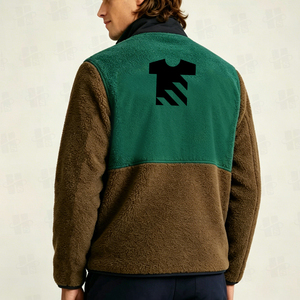 Chaqueta de Forro Polar Sherpa para Hombre, de Alta Calidad, con Bloques de Color, Cierre de Cremallera y Bolsillos, para Pedidos al por Mayor OEM - Product Image 4