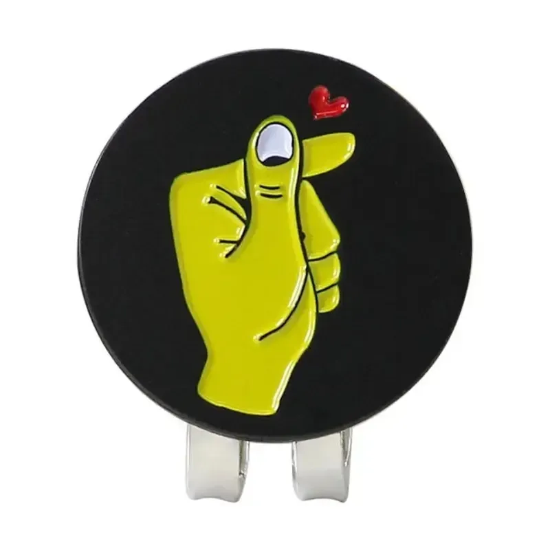 Golf hat clip 1piece logo custom acceptable different finger postures design with removable metal ball marker golf course