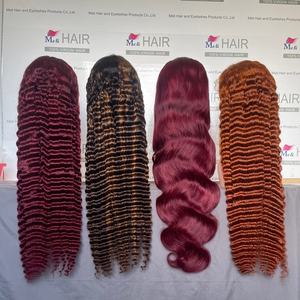 Peluca Transparente 99J, 180% de Densidad, Cabello Humano Largo, con Cabello de Bebé, Ondulado, Pre-Desplumado - Product Image 1