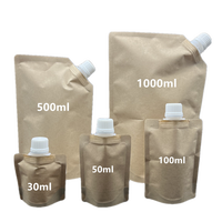 Pochettes souples biodégradables et recyclables en papier kraft de 500 ml et 1000 ml avec bec verseur pour emballage de liquides, shampoing, soins de la peau, masques faciaux et cosmétiques