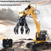 Excavadora RC de Metal a Escala 1:14, 32 Canales, Huina No.1580, Control Remoto, con 5 Accesorios y Batería