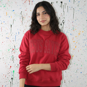 Sweat-shirt à capuche JESUS SAVES RED 100% coton, broderie appliquée, col large, fils fins pour l'hiver - Product Image 1