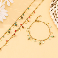 Bracelet de mode vintage français de luxe léger, style bohème, avec lune en cristal – Bracelet pour femme en acier inoxydable, inaltérable, style européen et américain