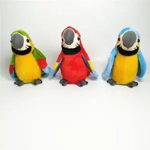 전자 박제 동물 봉제 장난감 재미있는 학습 기록 애니메이션 새 흔들기 날개 말하는 앵무새 아기 장난감