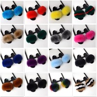 Sandales plates en fourrure moelleuse et duveteuse arc-en-ciel pour femmes L&J Fashion, logo personnalisé, fourrure de renard véritable, pour un massage chaud