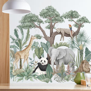 Sticker mural de forêt africaine d'animal de <span class=keywords><strong>jungle</strong></span> de dessin animé de décoration de chambre d'enfants - Product Image 5