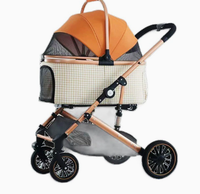 Poussette pour chien en aluminium de taille moyenne avec panier en maille amovible, 4 roues, pliable et amortissante, pour grands chiens