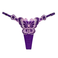 String sexy en dentelle pour femme, culotte taille basse papillon, culotte transparente en maille, culotte taille ajustable pour femme