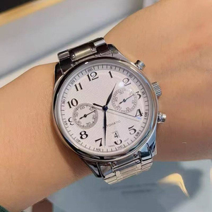 Men's <b>Automatic</b> Mechanical Watch <b>Chronograph</b> Pointer Dial Stainless Steel Case Sapphire Crystal Glass 50m Water High-end Watch - Product Image 2