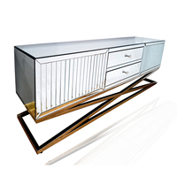 Grand meuble en miroir brillant, Table de salon, meuble TV, banc, vente en gros