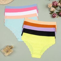 핫 멀티컬러 로우라이즈 심리스 여성용  thong 팬티 아이스 실크 코튼 크로치 섹시 유럽 아메리카 플러스 사이즈 여성용 트라이앵글 팬츠
