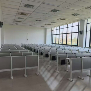 Vente directe d'usine de chaises pliantes modernes avec pieds en fer et assise en bois, chaises d'auditorium, chaises de salle de classe universitaire. - Product Image 6