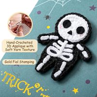Carte d'Halloween au crochet motif squelette avec enveloppe – Message amusant et effrayant « Trick or Treat » avec dorure à chaud