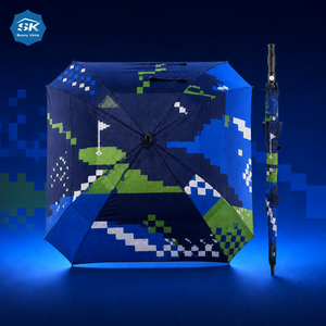 Paraguas con diseño de videojuegos Pixel, resistente al agua y al viento, con mango de espuma, paraguas de golf cuadrado, paraguas de lluvia con temática de videojuegos para adultos - Product Image 1