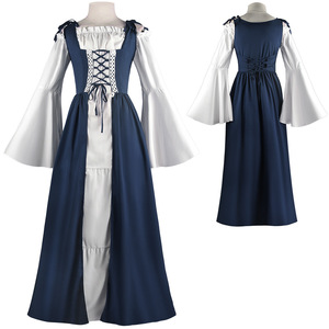 Vestido Medieval Renacentista para Mujer, Cuello Cuadrado, Cordones, Manga Larga, Disfraz de Cosplay, Juego de Rol, Anime - Product Image 4