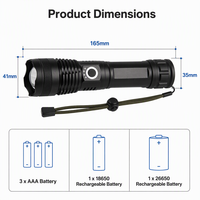 Lampe torche LED XHP50 haute puissance, zoomable, rechargeable, compatible 18650 26650 AAA, en aluminium
