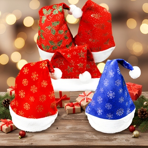 Chapeau <span class=keywords><strong>de</strong></span> Noël en flanelle scintillante avec paillettes, décoration <span class=keywords><strong>de</strong></span> Noël, chapeau <span class=keywords><strong>de</strong></span> Père Noël brillant - Product Image 1