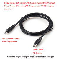 Câble d'extension d'alimentation en PVC de type C vers DC 5,5*2,1 mm femelle 12V 3A à charge rapide pour routeur Wifi
