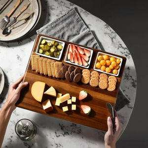 Set Grande Tagliere in Bambù con 3 Ciotole in Ceramica Rimovibili e Utensili da Servizio, Ecologico per Cucina e Casa, Nuove Idee Regalo per la Casa - Product Image 3