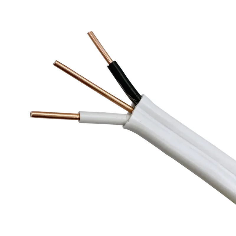Câble électrique de câblage de maison en cuivre massif PVC de 2.5mm, câble et fil plats à double et terre