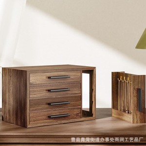 Wooden Jewelry <b>Storage</b> Box Multi Layer Solid Wood <b>With</b> Drawers And Hooks For Necklace Ring <b>Dressing</b> <b>Table</b> Organizer - Product Image 1