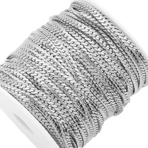Cadena Cubana Plana de Acero Inoxidable Dorado de 18k, Collar y Pulsera con Relieve, Unisex, para Uso Diario, Estilo Europeo Americano - Product Image 5