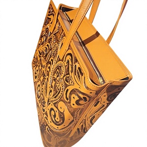 Pochette en cuir personnalisable avec gravure, motif rayé, fermeture éclair, légère, imperméable, grande capacité, écologique, style vintage - Product Image 3