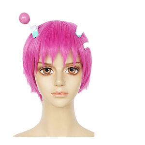 Perruque de <span class=keywords><strong>cosplay</strong></span> d'anime <span class=keywords><strong>Shinobu</strong></span> Saiki, modèle Disaster, cheveux courts rose transparent, livraison rapide, fabrication mécanique, densité 120% - Product Image 2