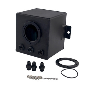 Tanque de Combustible de Aleación de Aluminio de 2L con Rosca AN6 de un Solo Orificio, Modificación Universal para Automóviles, Negro y Plateado - Product Image 2