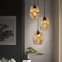 Lustre en fer et acier inoxydable de style chinois, réglable en hauteur, économe en énergie, pour salons/salles à manger, table de bar créative