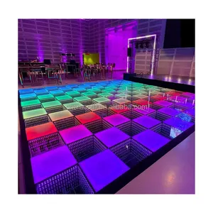 Gran oferta discoteca boda luz 3D suelo portátil LED Panel luminoso RGB espejo pista de baile magnético para boda