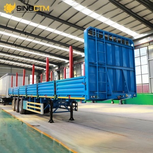 High Strength 3 Axles 60-80T Side Wall Stake Semi <strong>Trailer</strong> with Front <strong>Bulkhead</strong> for Wood Transport - Product Image 3