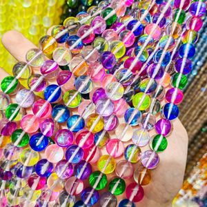 Wholesale New Rainbow Moonstone <strong>Beads</strong> Multi Colors 10mm Glass <strong>Beads</strong> <strong>Round</strong> DIY Crystal <strong>Beads</strong> for Jewelry Making - Product Image 1