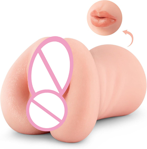 Cangkir Masturbasi Pria Cetakan Anal Dua Kepala Tiga Lubang Saluran Simulasi Seks Oral Mainan Seks Dewasa YQ N03 850g - Product Image 2